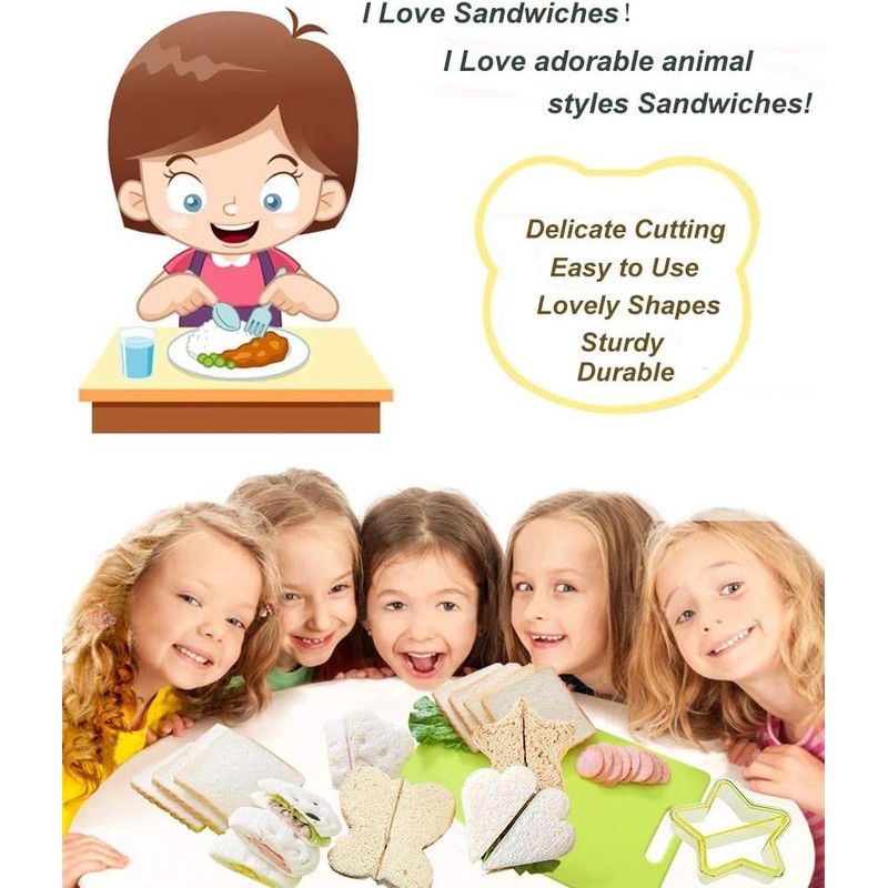 Sandwich Bread Cutters Set for Kids Bento Lunch Box Mold