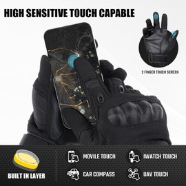 MVPTOO Motorcycle Tactical Gloves for Men - Touchscreen, Hard Shell & Palm Padding for Airsoft Paintball Hunting Hiking Camping Climbing Sports Cycling Gloves Black XL