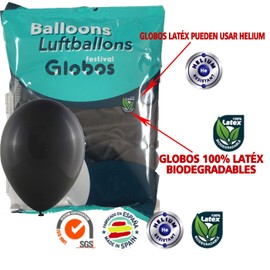 Pack of 50 Multicoloured Black Latex Balloons 30 cm 12 Inch Decohelium for Wedding, Birthday Parties and Decoration (Black)