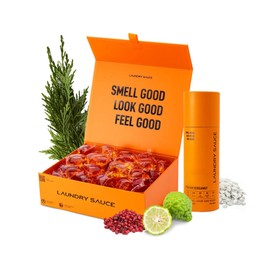 Laundry Sauce - Luxury Scented Laundry Detergent Pods & Scent Booster Bundle (Italian Bergamot), Natural Essential Oils, Easy-To-Use, Laundry Pods, Cruelty-Free, Paraben-Free, Dye-Free & HE Compatible