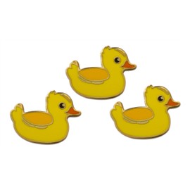 Novel Merk Rubber Ducky - Duck Lapel Pin, Hat Pin & Tie Tack Set - with Clutch Back (3- Rubber Ducky), Medium, Yellow, Orange