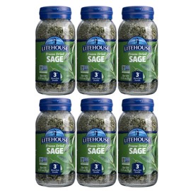 Litehouse Freeze Dried Sage - Substitute for Fresh Sage, Jar Equal to 2 Fresh Sage Bunches, Organic, Gluten Free, Keto Friendly, No Refrigeration, Gluten-Free - 0.30 Oz 6-Pack
