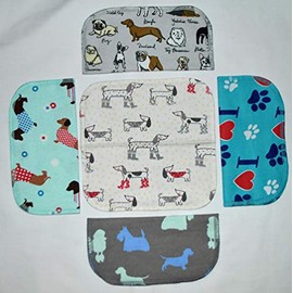 2 Ply Printed Flannel 8x8 Inches Set of 5 Little Wipes I Woof You- Proudly Made in the USA!