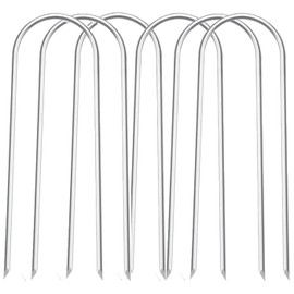 Delex Trampoline Anchor Kit Heavy Duty U Shaped ground anchor Tent Pegs Stakes, Galvanized Steel Trampoline Tie Down Kit for Soccer Goals, Garden Decoration (6 Silver)