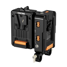 ZGCINE VM-HS2 Hot Swap/Shark Fin Dual Micro V Mount Battery Plate V Lock Battery Adapter Plate with LEMO/ D-tap/ BP/ USB-C PD 100W outputs 15mm Rod Clamp