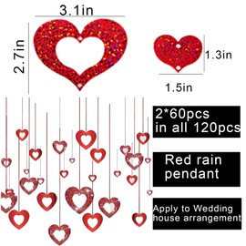 PLATEYTR Valentine's Day Decorations 12pcs 2m Valentines Day Decoration Heart Garland Double Sided Paper Bunting Banner Streamer Bridal Shower Wedding Proposal (Red + Rose Gold)