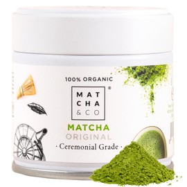 Matcha  CO Té Verde Orgánico 100 Natural en Polvo de Japón. Té Verde Ceremonial de Alta Calidad. 1,05 onzas                                           