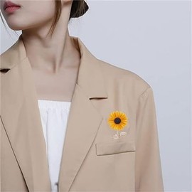 chenxiaonan Yellow Rhinestone Sunflower Brooch Plant Flower Brooch For Women Rhinestone Flower Party Office Brooch Pin Rhinestone Lapel Pin Clothing Accessories Gift Jewellery, Metal