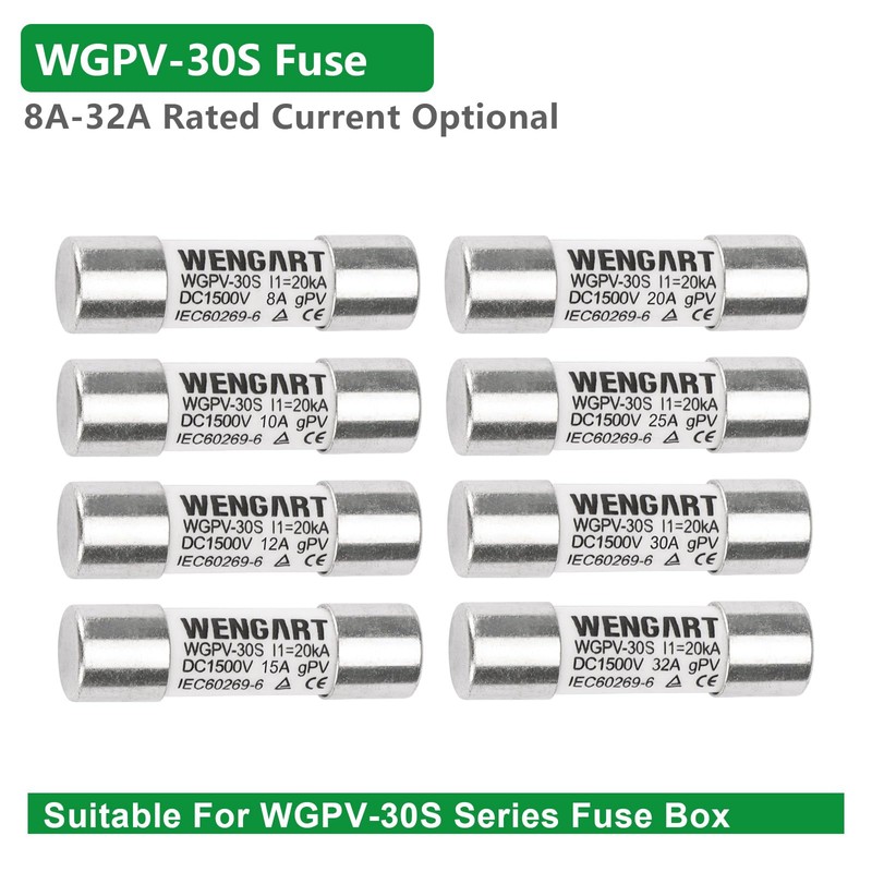 Wengart Cylinder PV Fuse WGPV-30S, DC1500V 15A, 10 x 38