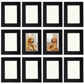 4"x6" Stick-On Collage Picture Frames Set of 12,Photo Frame Collage for Wall Decor,No Nails Needed,Wall Mounting Display for Photos,Gallery Decor for Home Office Living Room Exhibition Wedding,Black