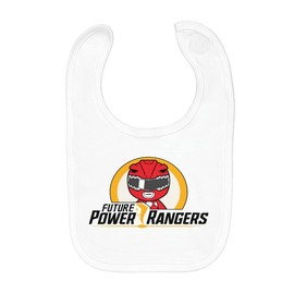 Fabulous Baby Bib Organic Cotton Future Power Ranger, White
