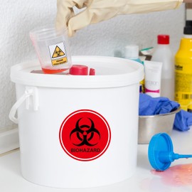 BLSUREFYX 600 PCS Biohazard Stickers 2 Inch Biohazard Warning Labels Round Self-Adhesive Waterproof Universal Biohazard Symbol Sticker for Hospitals Laboratory Industrial Use Red