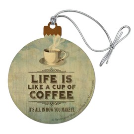 GRAPHICS & MORE Life is Like Cup of Coffee All How You Make It Wood Christmas Tree Holiday Ornament