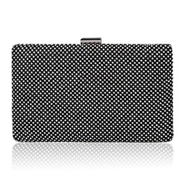 Day of Saturn Women's Elegant Clutch Rhinestone Hard Shell Bag Evening Bag Shoulder Bag, black, M