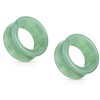 Pierced Owl - Green Aventurine Stone Double Flared Saddle Tunnels,