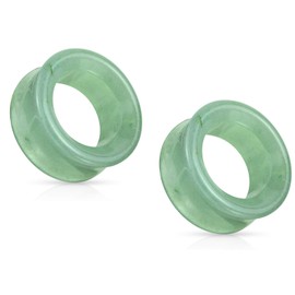 Pierced Owl - Green Aventurine Stone Double Flared Saddle Tunnels, Sold as a Pair, Stone, no gemstone