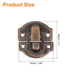 sourcing map 2Set Retro Toggle Hasp Latch, Vintage Duckbilled Iron Latch Decorative Hasp Latch Hardware for Wooden Box Jewelry Box Cabinet Suitcase (27x28mm, Red Bronze)