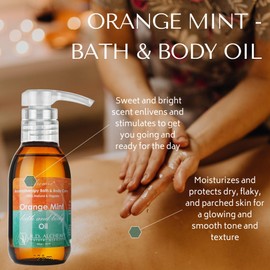 RD Alchemy - 100% Natural & Organic Orange Mint Bath & Body Oil - Sweet and Bright to Enliven and Stimulate While Moisturizing, Softening, and Nourishing The Whole Body