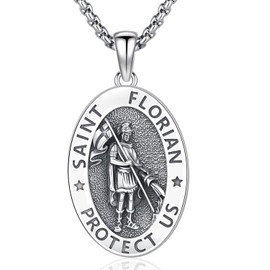 Archangel Michael/St. Benedict/Saint Christopher/Jesus/Cross Pendant Amulet Necklace 925 Sterling Silver Christianity Amulet Jewellery Men Women Gifts, Sterling Silver