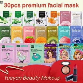 Topeng muka ◎30PCS MASK FACIAL CARE HYDRATING MOISTURIZING BRIGHTENING MASK Face Natural✬