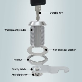 Wkmamo 20 mm Letterbox Lock, Lever Lock, Security Mailbox Lock with 2 Keys, Cam Lock, Cabinet Door Locks with 5 Different Lock Plates