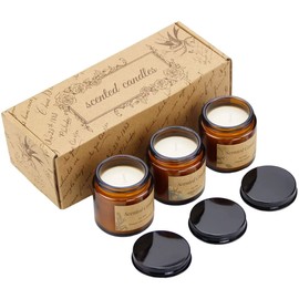 Bluelander Set de 3 Velas Aromaticas Decorativas, Velas de 3.5 Oz, Velas Aromaticas 100% Cera Pura de Soya, Velas Aromaticas Relajantes (3 Piezas (Rosas, Naranja, Jazmín))