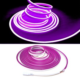 Maxlaxer Purple Neon LED strip light,5M 12V waterproof neon light for indoor and outdoor decorative(with power adapter)