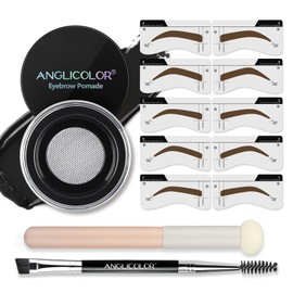 Anglicolor Eyebrow Stencil, Long Lasting Eyebrow Stamp, Waterproof Eyebrow Gel, Highly Pigmented Eyebrow Gel, Suitable for Daily Use (06 Black)