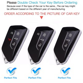 Atecek for VW Key Fob Cover Key Shell Case Compatible with Volkswagen ID.4 Golf 8 MK8 GTI ID.3 Seat Leon MK4 Skoda Octavia (Silver-for Volkswagen)