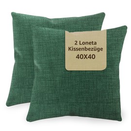 SONIT Cushion Cover 40 x 40 cm - Sofa Cushion, Decorative Cushion Covers for Living Room and Bedroom - Set of 2 - Made in Italy - Green