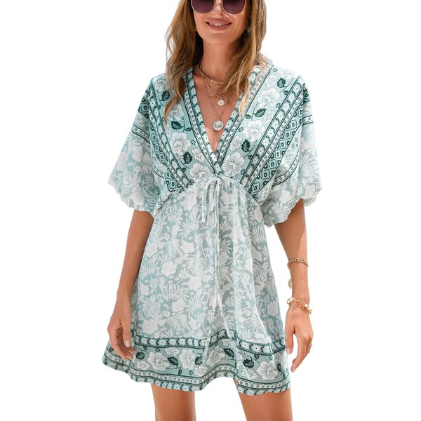 CUPSHE Women Backless Mini Summer Dress Cover Up Plunging V