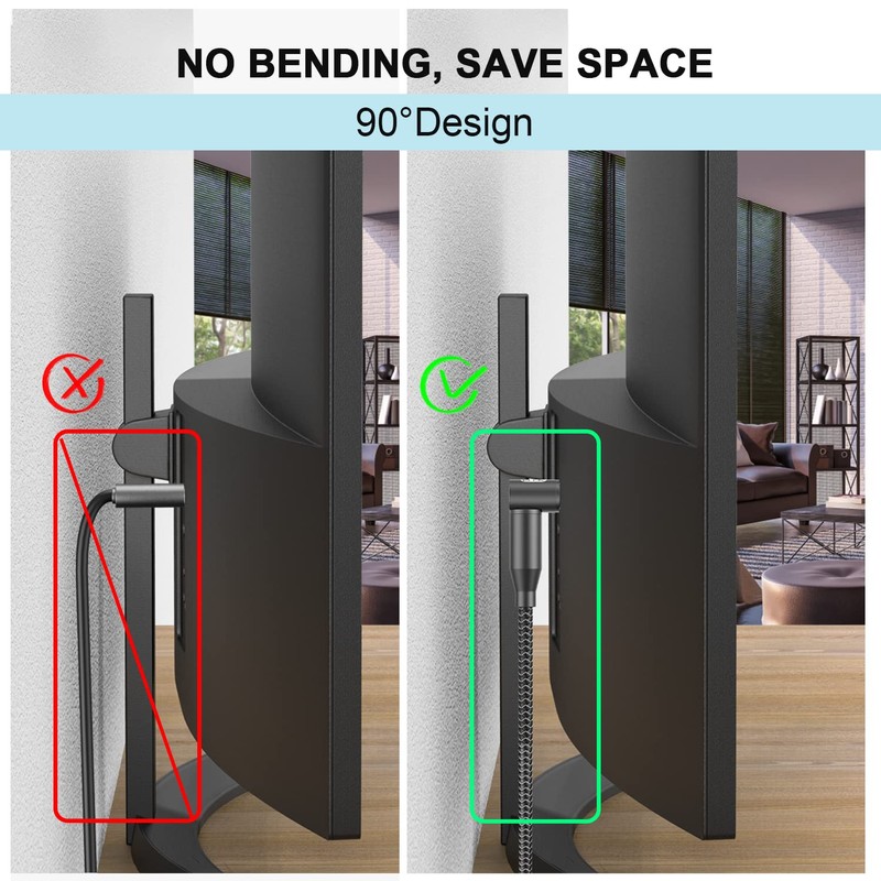 EMK 90 Degree Optical Audio Cable Right Angle Nylon Braided