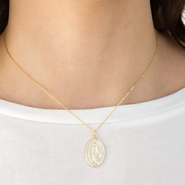 Jewelry Shop M Women's Necklace, Virgin Mary Medal, Simple, Hypoallergenic, Made in Japan, No Gemstone
