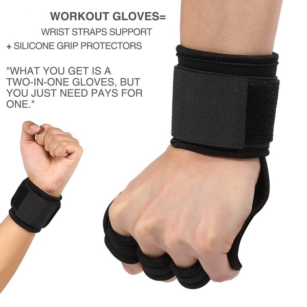FILFEEL Weightlifting Gloves Pull Up Gloves (Pair) with Wrist Support for Cross Training Fitness Men Women
