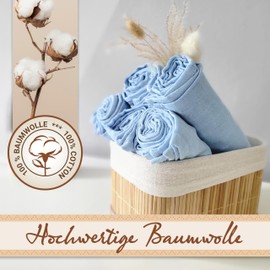 ZOLLNER Set of 5 Muslin Burp Cloths in 80 x 80 cm Made of Cotton - Skin-friendly Muslin Cloths - Especially Soft and Extremely Absorbent - Washable up to 60°C - in Light Blue