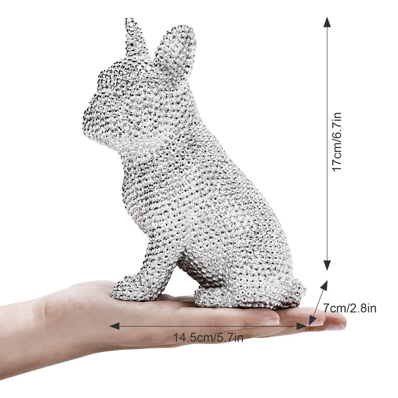 French Bulldog Figure, Shiny Galvanised Dog Statue, French Bulldog Statue,