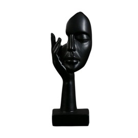 SM SunniMix Simple Creative Women Face Art Statue Thinker Lady Sculpture Abstract Character Ornament for Living Room Bedroom Study Room Home Decor, Black