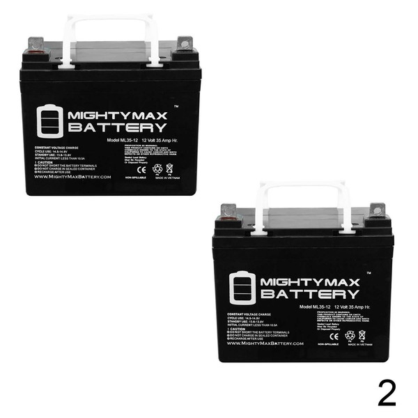 Mighty Max Battery ML35-12 - 12V 35AH U1 Invacare Pronto M50, M51, M61, M71, Booster Battery - 2 Pack Brand Product