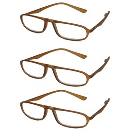 Calabria TR917 Flexie Sport Bendable Reading Glasses +3.00 Grey 3 Pack Men Women Single Power Reader Flexible Italy Design