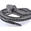 Alilang Womens Gunmetal Tone Black Rhinestones Antique Snake Wrap Bangle