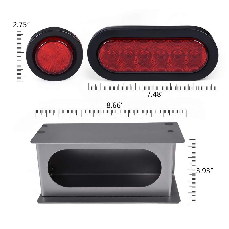 PIT66 Trailer tail Light 2Pack Steel Boxes Housing Kit w/6Inch
