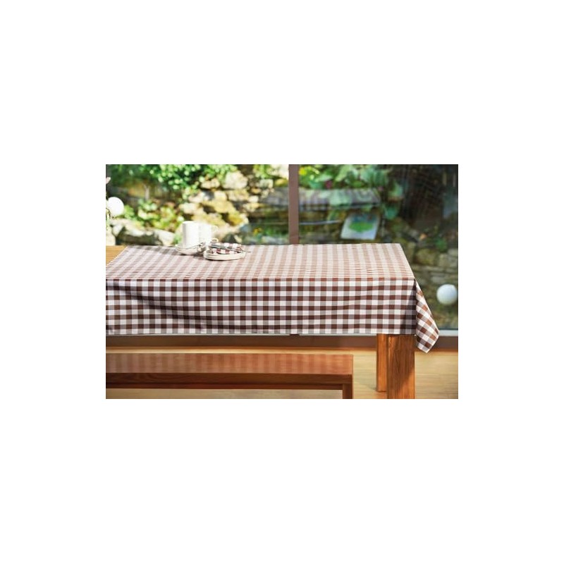 texpot Tablecloth 110 x 110 cm Brown/White Checked Cotton 2