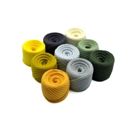 T-Shirt Yarn Fettuccini Zpagetti Set - 9 Balls Total 196 Metres - T-Shirt Yarn Kit for Crocheting - Ribbon Yarn 100% Cotton - Knitting Yarn Ball - Organic T-Yarn - Macrame T-Yarn Angelina