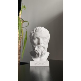 Generic Epicurus Ancient Greek Philosopher. Statue or Bust of Epicurus. Epicurus Sculpture 6 inch, White