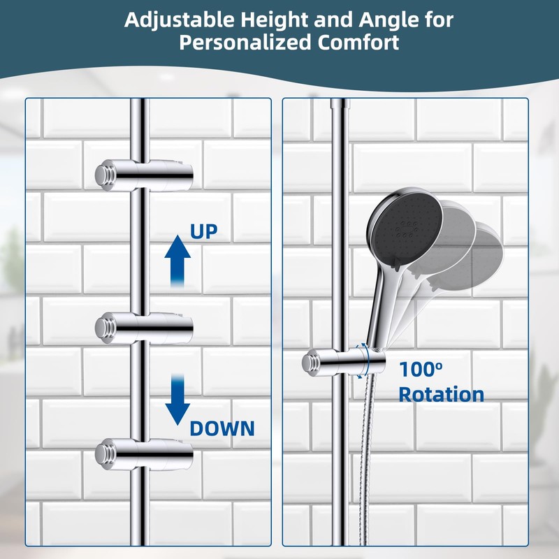 Hibbent Shower Head Holder Replacement - Universal Adjustable Hand Shower