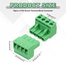 sourcing map 10PCS 4-Pin PCB Mount Screw Terminal Block Connectors 5.08mm/0.2inch Pitch Circuit Board Connectors for Home Appliances, Industrial Projects