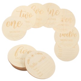 COHEALI Newborn Photography Props 14pcs Baby Monthly Milestone Cards Round Wooden Baby Growth Signs