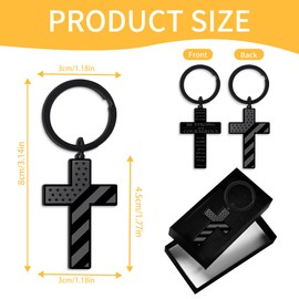 Bozidol American Flag Cross Keychain, Stainless Steel Be Strong and Courageous Joshua 1:9 Bible Verse Keychains, Religious Christian Birthday Baptism Easter Graduation Gifts for Men Boys Kids Teens