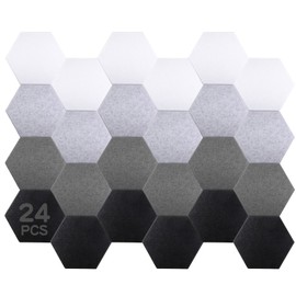 24 Pcs Hexagon Adhesive Acoustic Panels, 12 x 10 x 0.4 Inches Soundproof Panels Sound Dampening Wall Panels Sound Absorbing Panel for Recording Studio Office Home Studio