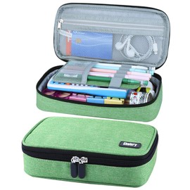 Chelory Big Pencil Case Large Capacity Pencil Bag Pouch Pen Case for Boys Girls Middle High School Students Office Stationery Desk Organizer Storage Cosmetic Makeup Bag Supplies (Green)
